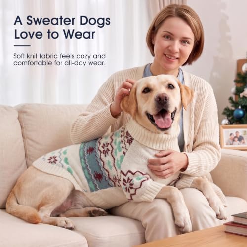 Image of IECOii Warm Dog Sweater, Turtleneck Knitted Winter Clothes for Cold Weather