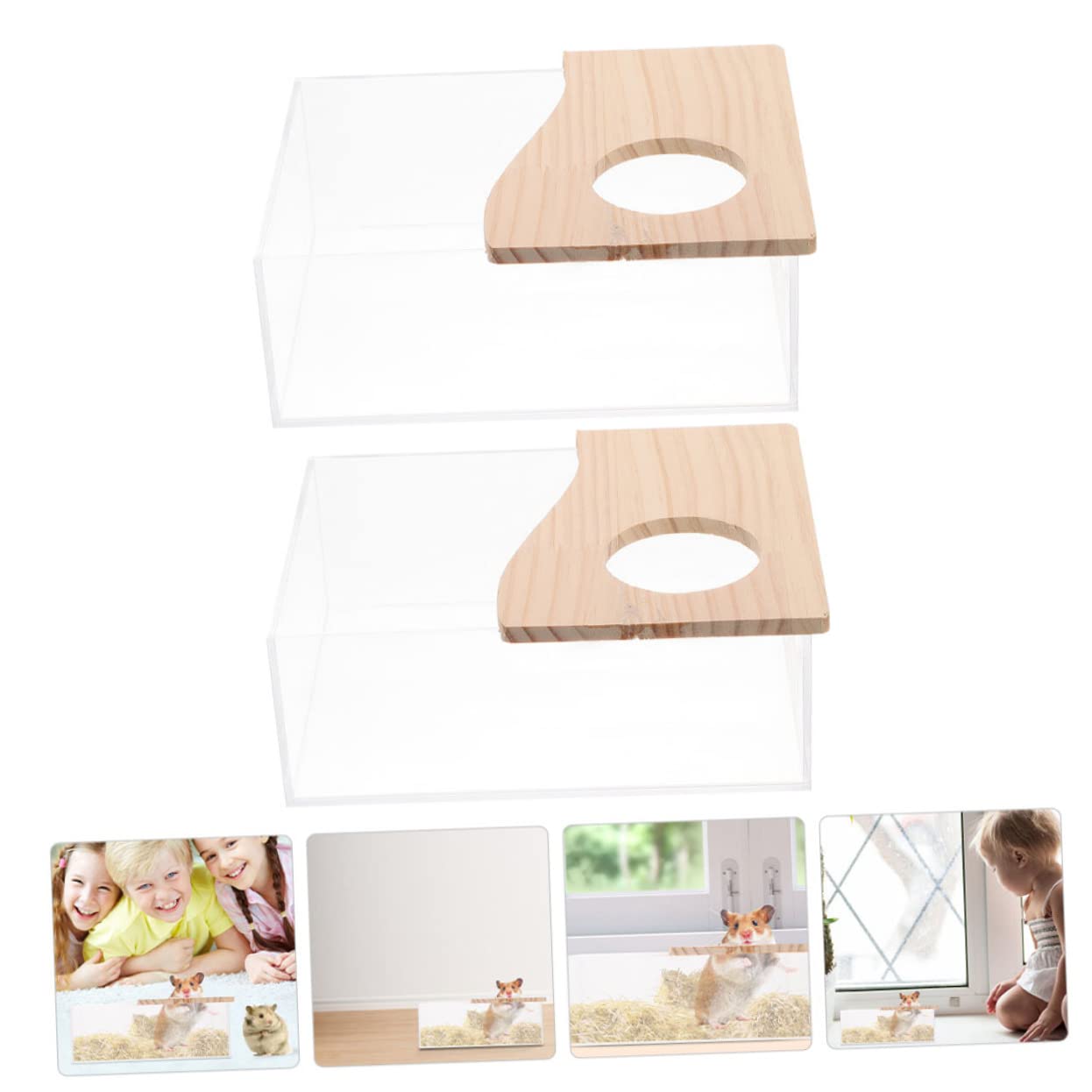 Acryl Badesandbecken für Hamster, 2 Stück, Glatt, Leicht