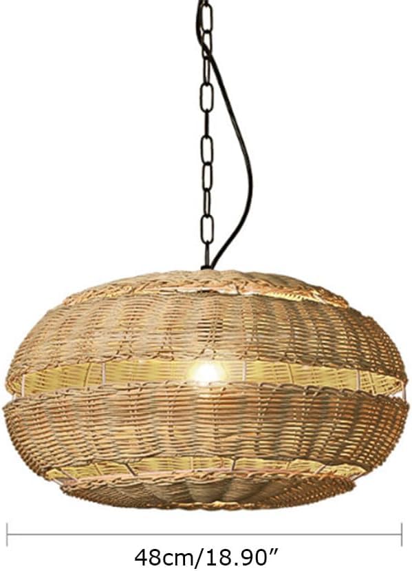 Lampe suspendue en rotin tissé main style bohème chic rustique - 4