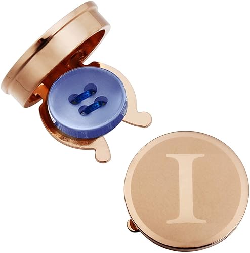 HAWSON Gemelos con letra inicial para hombre, letra oro rosaplata, adecuados para camisa formal de negocios, letra A-Z