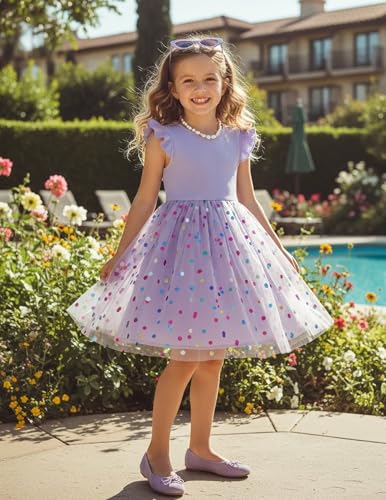 Image of PATPAT Girls Sequin Polka Dot Tutu Princess Birthday Party Dresses 3-4T