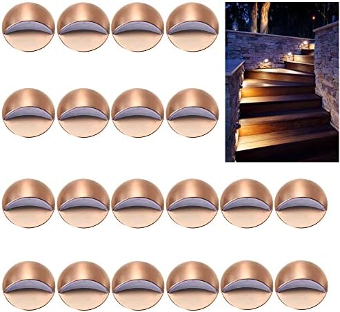 FVTLED LED Deck Lights Kit, Pack of 20 Low Voltage LED Step Stair Lights Φ1.97 Outdoor Garden Yard Recessed Landscape Pathway Warm White LED Deck Lighting, Bronze