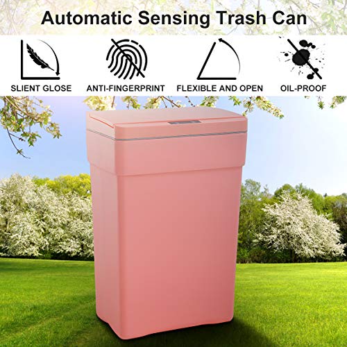 Caneca de basura automática sin contacto 13 galones rosa miniatura 6