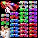 AstrivixDD 30 Pack LED Glasses ,6 Colors Light Up Glasses Glow In The Dark Party Supplies , Party Glasses for Adults , Glow Shutter Glasses for Valentines Day , New Year's Eve Decoration , Birthday