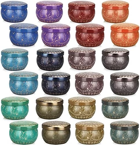 Contenitori per Candele 24 Pezzi, 4.4 Once, Barattoli per Candele Forniture per Candele Fai-da-Te, Modelli squisiti per la Produzione di Candele, Artigianato Artistico, Stoccaggio