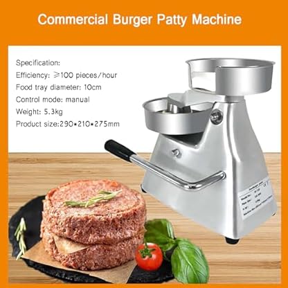 LHQYA Kommerzielle Burger-Patty-Maschine, Hamburger-Patty-Formmaschine Aus Edelstahl, Effizienz: ≥100 Stück/Stunde, Durchmesser des Essenstabletts: 10 cm, Für Burger-Restaurants – Bild 3