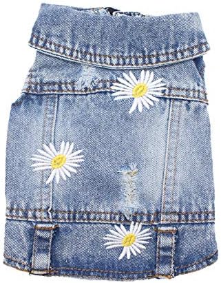 Miniatura 4 de Ropa para mascotas de mezclilla para perro, chaleco de vaquero de verano, camisa de margarita, chaqueta de jeans, ropa de cachorro para chihuahua