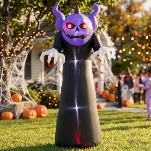 DROFELY 7ft Halloween Death Pumpkin Inflatable Decoration with LEDs - image 3