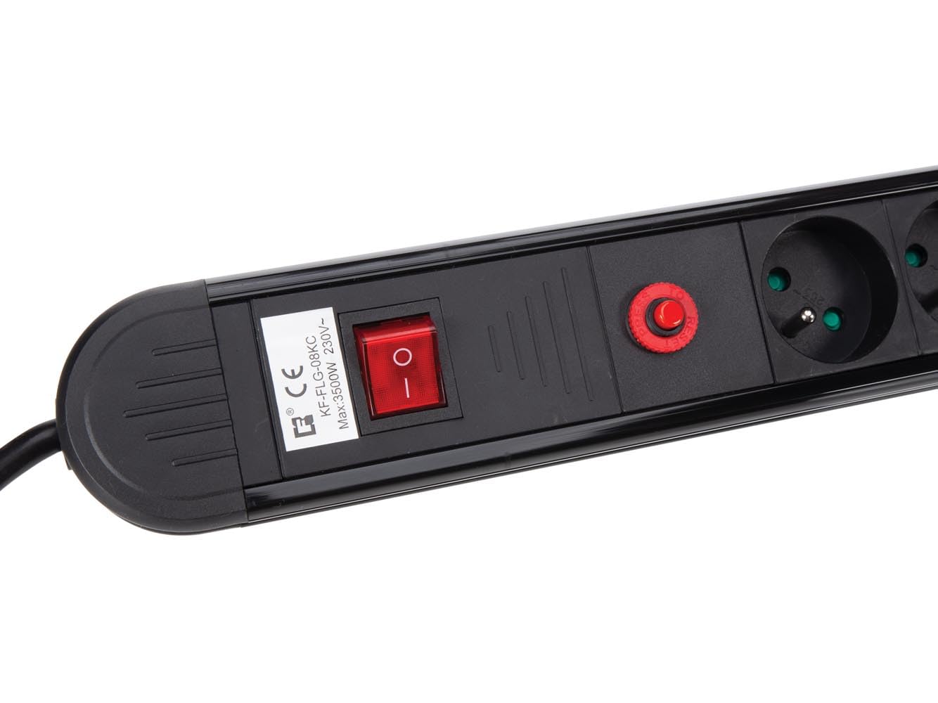 Image secondaire de Perel Bloc multiprise avec Interrupteur, Protection Contre Les surcharges, 8 Prises avec Terre française (Type E), 1.5 m, 3G1.5,