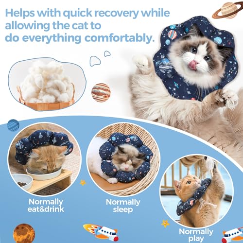 Collar de cono de gato suave protector ajustable ComSaf evita lamer sin tapar visión 4