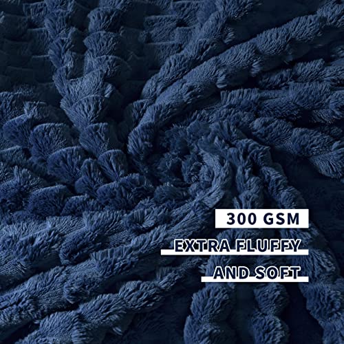 Fy Fiber House Fleece Blanket King Size For Bed 300Gms Super Soft Plush Fuzzy Blankets And Throws For Sofa Couch Office, 90X108 Inches, Navy #TOP3