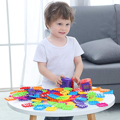 MICHLEY Kids Plastic Builders Blocks, 100 pcs Building Blocks Play Set for Children - Thumbnail 6