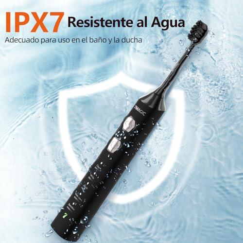 Cepillo de Dientes Eléctrico, Cepillo Electrico, Cepillos de Dientes Eléctricos Sónicos, Cepillo de Dientes Eléctrico Ultrasónico - 3 Intensidades, 5 Modos, 40000VPM, IPX7, Autonomía 180 Días, Negro - imagen 7