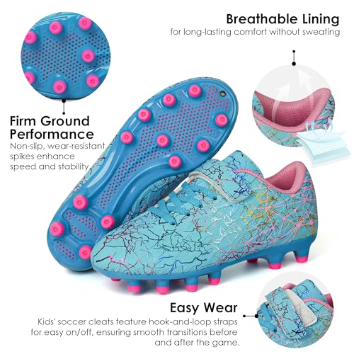 brooman Kids Firm Ground Soccer Cleats Boys Girls Football Cleats with Soccer Socks3