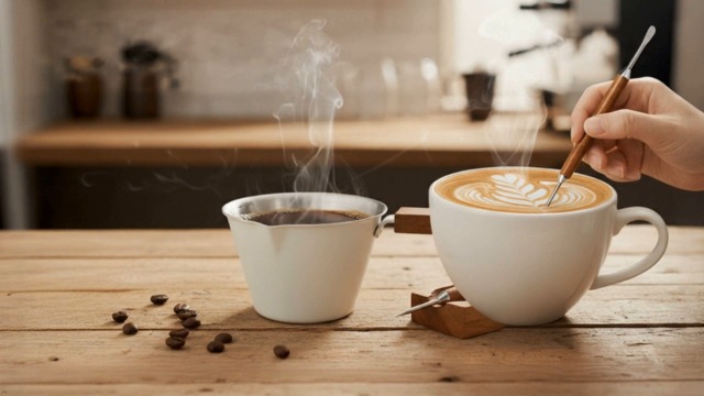 Vaso medidor espresso acero inoxidable 100ml con mango de madera miniatura 7