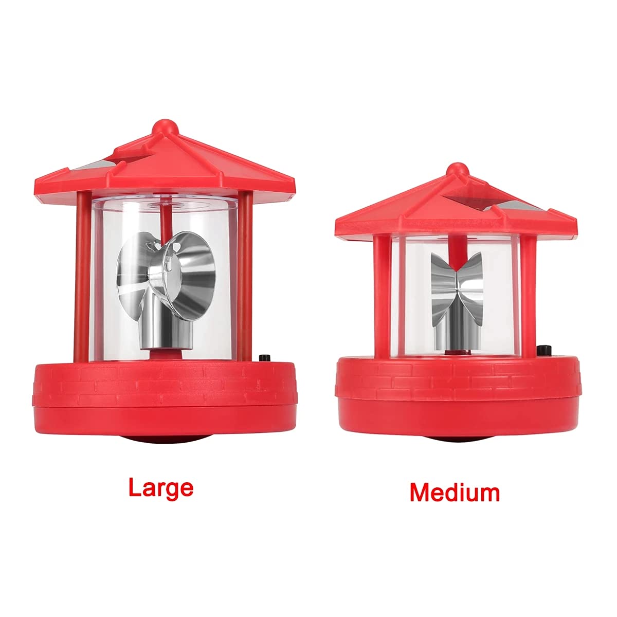 Ruiqas LED-vuurtoren op zonne-energie, IP65 waterdicht LED-standbeeld roterend gazon tuin vuurtoren voor tuin hek tuin buitendecoratie (zwart en wit) [energieklasse A