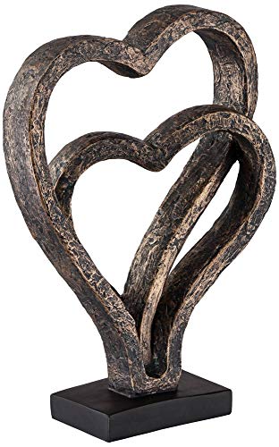 Escultura corazones entrelazados acabado bronce 29.8 cm miniatura 5