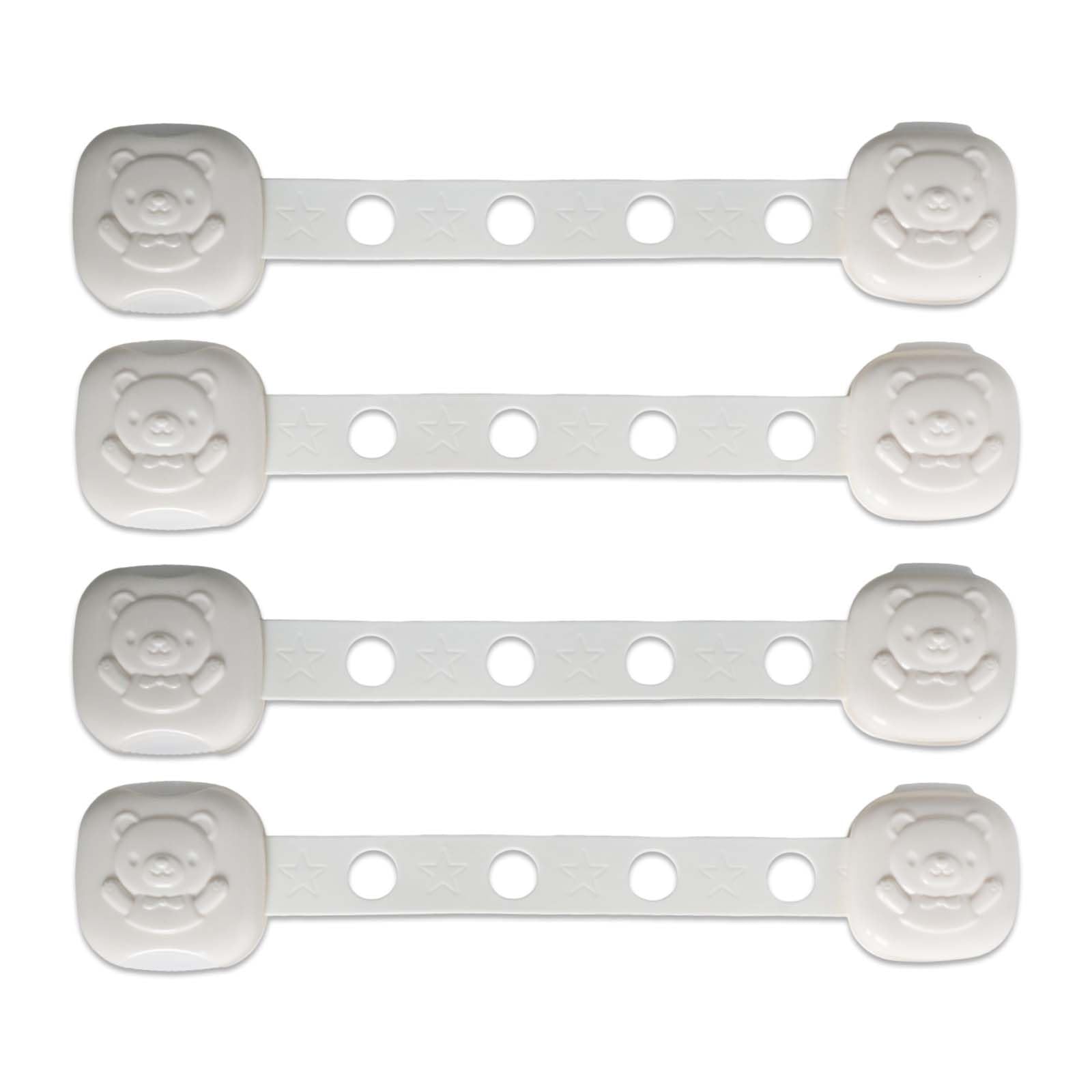 Lot 4 Verrous de Sécurité pour Bébé, Bloc Porte et Tiroir Ajustable, Adhésif Puissant, Blanc