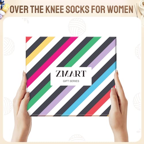 Image of Zmart Women's Striped Thigh High Socks - Long Over the Knee Socks for Teens and Women