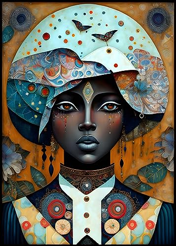 Tableau fille noire patchwork sur toile pour sublimer votre chambre 58 x 90