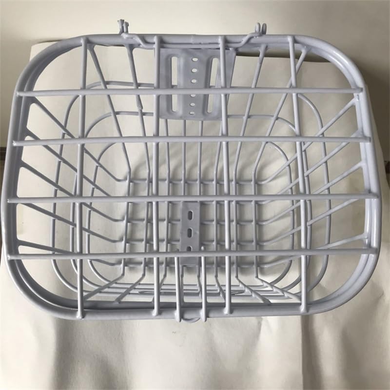 Cestino per bici elettrica Cestino per bici interamente in metallo, anteriore e posteriore, bianco, decorativo da appendere