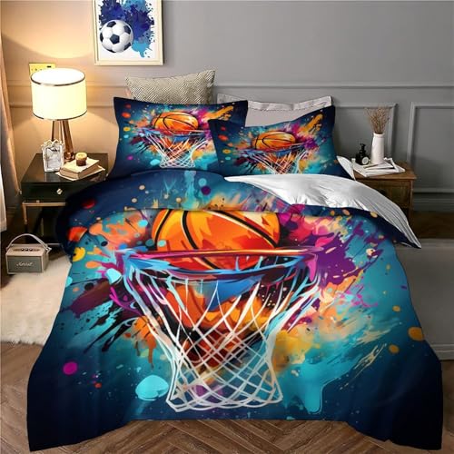 Housse de couette basket hypoallergénique parure de lit microfibre douce avec zip