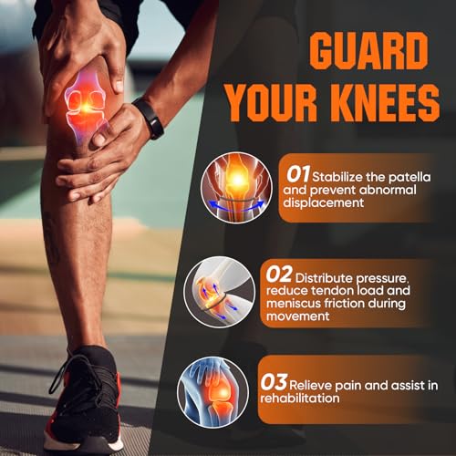 Image of 2PCS Black Patellar Tendon Support Strap, Knee Pain Relief Patella Band | Patella Band for Basketball, Running, Soccer, Hiking, Silicone Knee Brace for Men & Women with Storage Bag