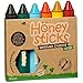 Honeysticks - Pastelli in 100% Pura Cera d’api (Confezione da 6 Pezzi, Extra Lunghi). Naturali, atossici e sicuri per Tutti i Bambini, da 1 Anno in su. Fatti a Mano in Nuova Zelanda.