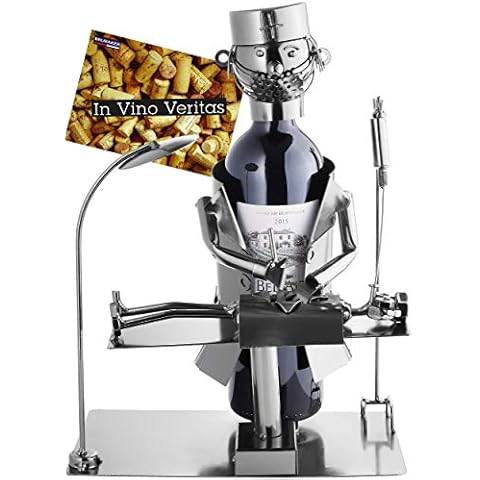 BRUBAKER Wine Bottle Holder Surgeon Metal Sculpture including Gift Card Cover