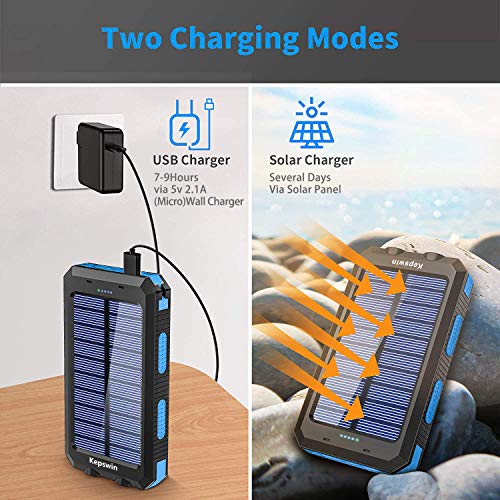 Solar Charger 2 Pack Portable Solar Power Bank For Cell Phone Waterproof External Backup Battery Power Pack Charger Built-In Dual Usb/Flashlight For All Cell Phones, Tablets, And Electronic Devices #TOP5