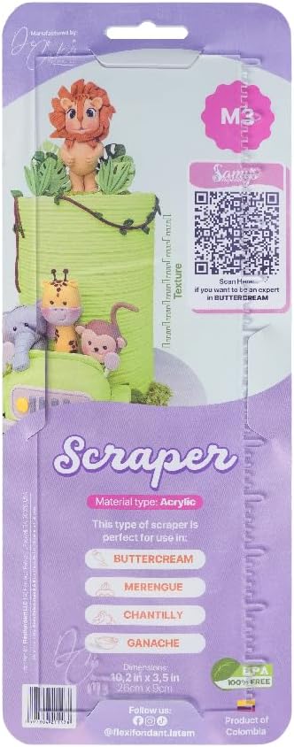 Scraper Acrílico 3mm - 9 Modelos Especializado - Alisador Buttercream Ganache - Sin Mango Control Total (SCRAPER TEXTURIZADOR M9)