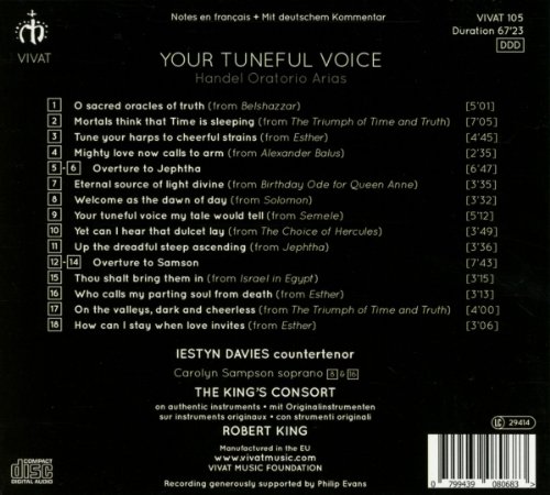 Your Tuneful Voice. Haendel : Airs d'Oratorios. Davies, Sampson, King