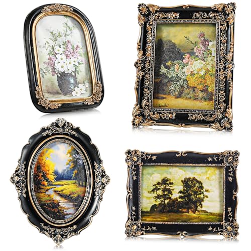 Geetery 4 Pcs Black Gothic Vintage Picture Frame Set Victorian