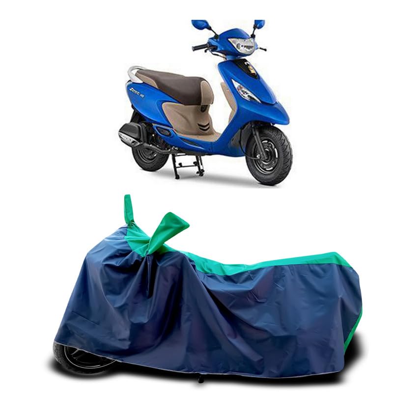 Image of DUFFEL-Two Wheeler Bike Cover Compatible for Tvs Zest 110 Bs6 Heat Protectio /UV-Rays /Birds Dropping /DustProof /Waterproof Indoor Outdoor and Parking Full Protection All Variants [Green Patta]