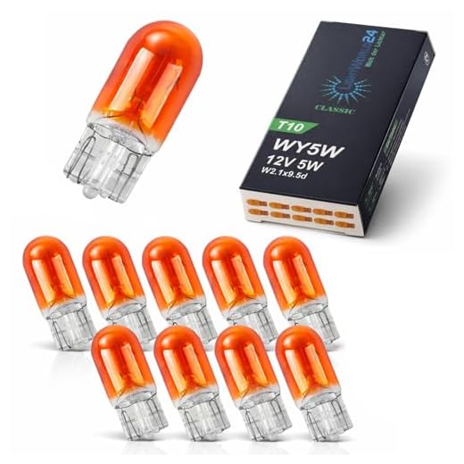 LIGHTWORLD24 10 x WY5W T10 12V 5W 5 Watt Blinker Lampe Sockel 2.1x9.5d Glassockellampe Signallampe AMBER Glühlampe Seitenlinker Blinklicht Gelb ORANGE