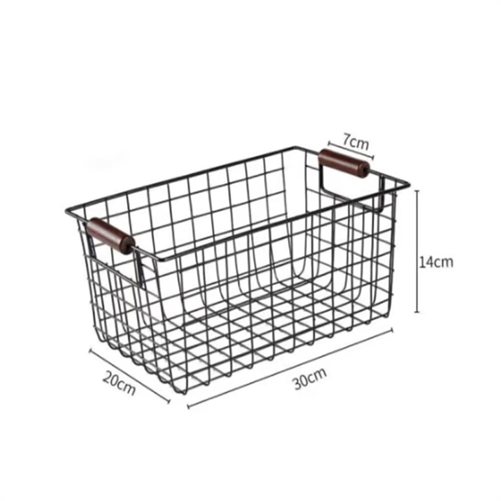 Cestini Portaoggetti Per La Casa Cestino portaoggetti in ferro Cestino portaoggetti for cucina da bagno Cestino portaoggetti da scrivania(Black,20x30x14cm)