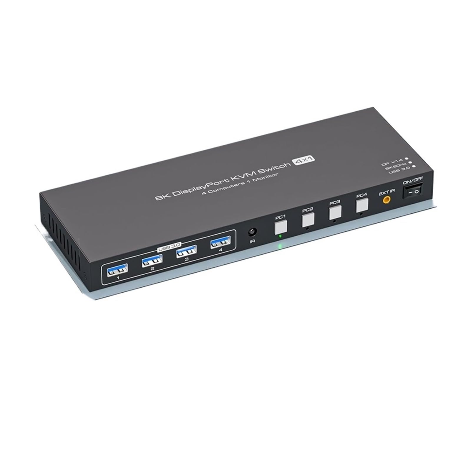 Przełącznik wideo, Przełącznik KVM 8K Displayport 1 monitory 4 komputery 4K 144 Hz 4x1 DP USB 3.0 do biur domowych, centrów danych