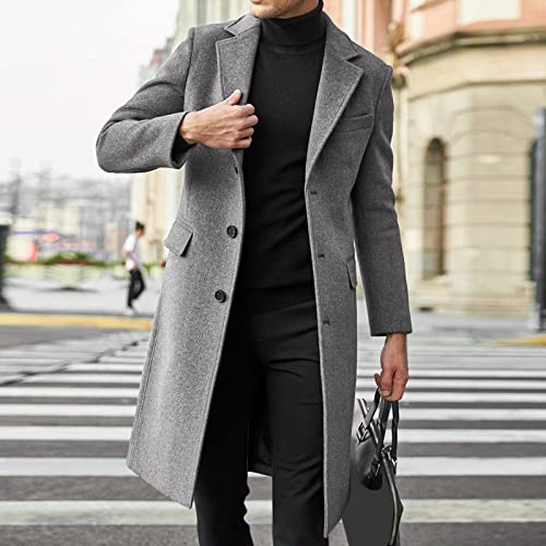 L9WEI Business outdoor wollen jas heren lange winter winterjas warme revers mantel slim trenchcoat reverskraag mantel - Image 3