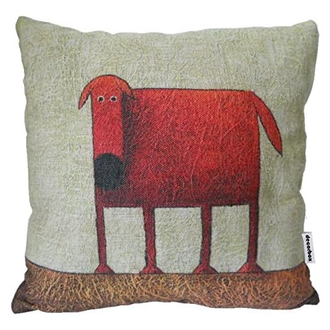 Decorbox Cotton Linen Square Decorative Throw Pillow Case Cushion Cover Green Background Red Dog 18 "X18 " Cover