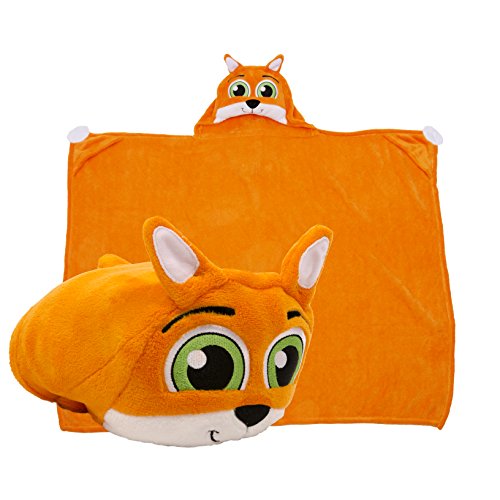 Comfy Critters Stuffed Animal Blanket – Fox – Kids Huggable Pillow and Blanket Perfect for Pretend Play, Travel, nap time.