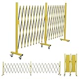 Alu Absperrgitter HWC-B34, Scherengitter Schutzgitter mit Rollen, ausziehbar 110x60-500cm - gelb-schwarz