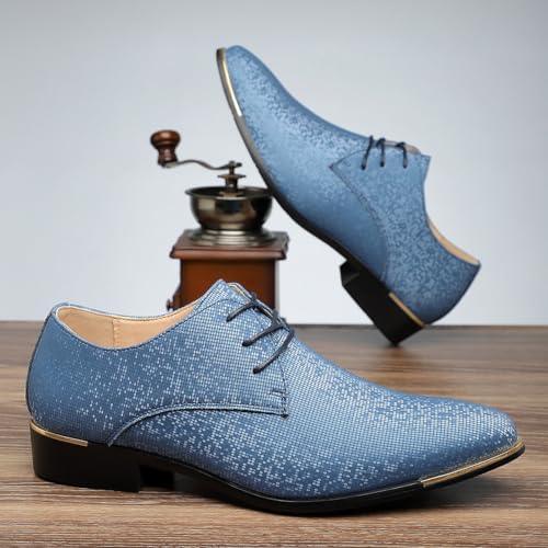 Santimon Men's Lace-Up Dress Oxford Shoes Patterned Leather & Gold Accent Stylish Formal Shoes4