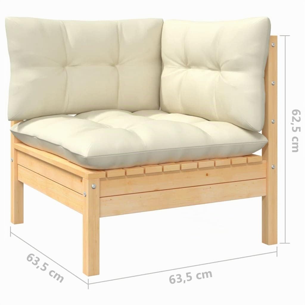 vidaXL Muebles de Jardín 6 Piezas y Cojines Mobiliario Patio Terraza Exterior Hogar Sofá Silla Asiento Suave Robusto Crema Madera Maciza de Pino