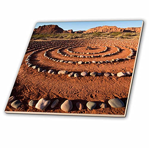 3dRose Utah, Ivins, Red Mountain Resort, Spiral Meditation Labyrinth. 4 Inch Ceramic Tile