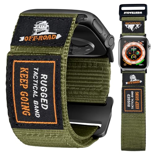 WestEagle Bands Compatible with Apple Watch Ultra 2/ Ultra 49mm 46mm 45mm 44mm 42mm Men, Rugged Tactical Nylon Wide Watch Bands Sport Loop Tough Strap for iWatch Series Ultra 10 9 8 7 6 5 4 3 2 1 SE