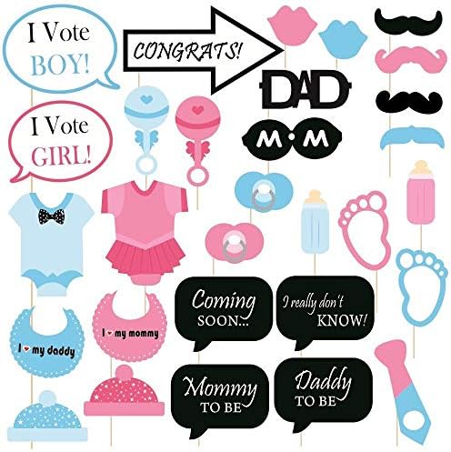 Baby Shower Baby Arrival Party Photo Booth Props- Set of 19 Sticks