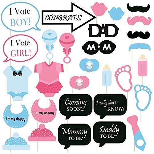 Image of Rozi Decoration Baby Shower Baby Arrival Party Photo Booth Props- Set of 19 Sticks