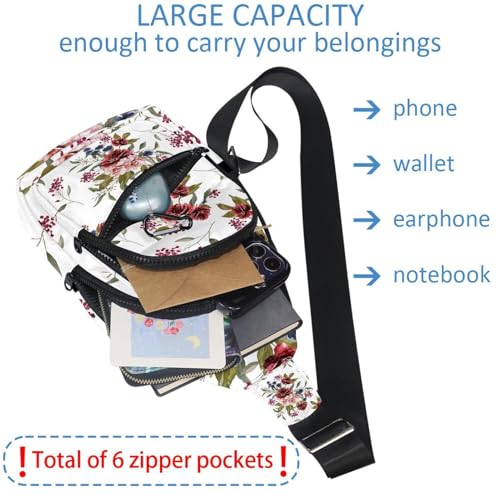 Mochila bandolera impermeable con diseño de rosas para hombre 6