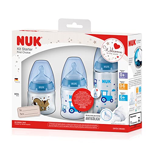 Kit Mamadeira Starter FC 90 ml S1/ 150 ml S1/ 300 ml S2 Boy - NUK, Colorido