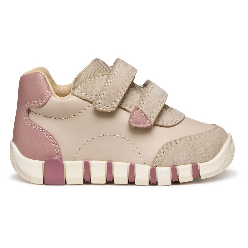Geox Baby B IUPIDOO Girl First Walker Shoe, Papyrus/LT Rose, 4.5 UK Child